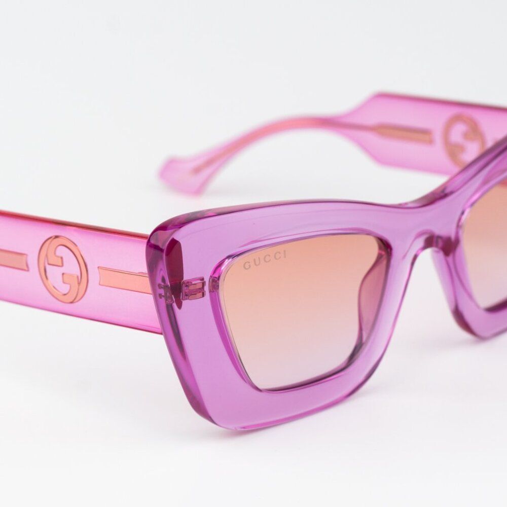 Gucci Women Sunglasses Transparent Pink Gradient Butterfly GG1552S 003 NEW - Picture 9 of 12